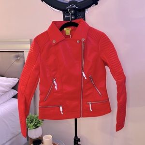 Red Faux Leather Jacket
